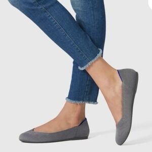 ROTHY'S Women's Birdseye Gray Knit Ballet Flats - Size 8 US & 38.5 EUR